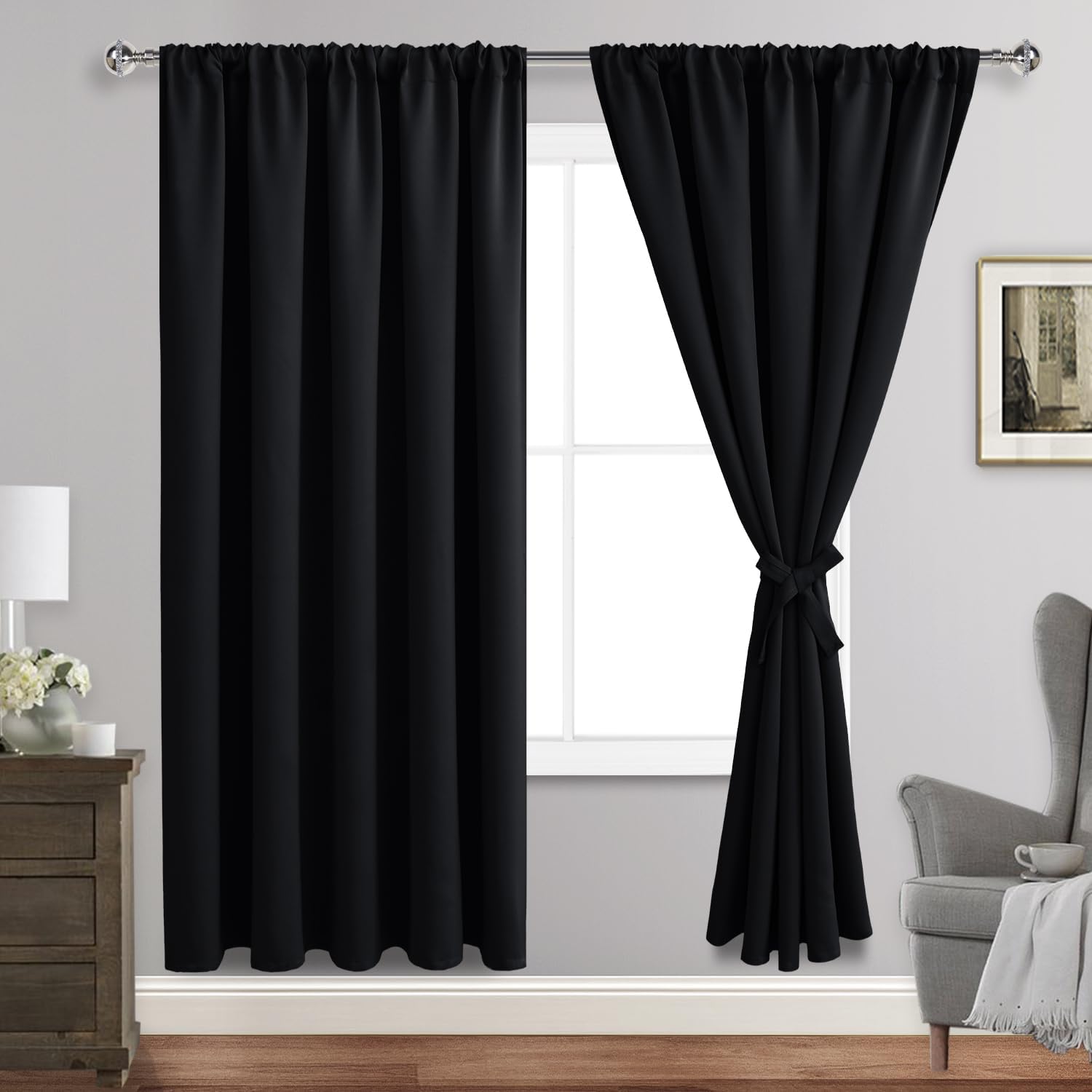 JIUZHEN Blackout Curtains for Bedroom - 60 Inch Thermal Insulated