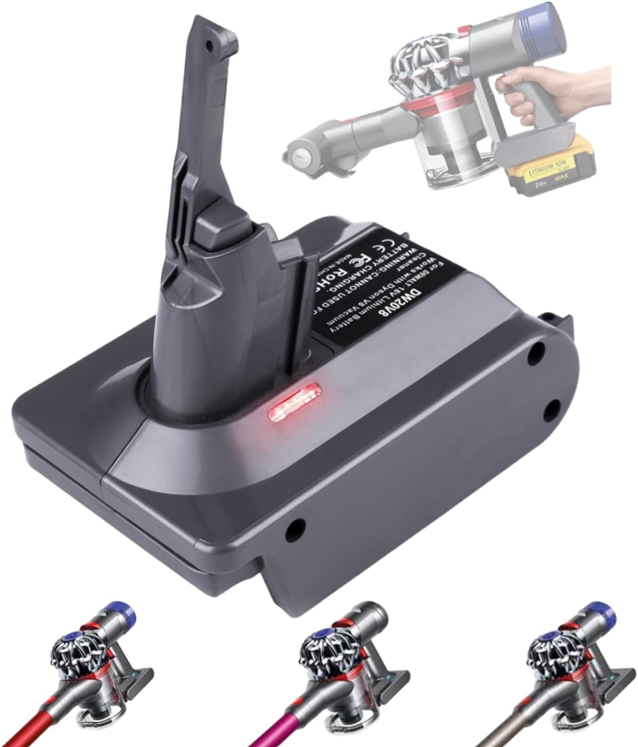 Dyson V8 Battery Adapter: Fit Dewalt 20V ~ Max Performance