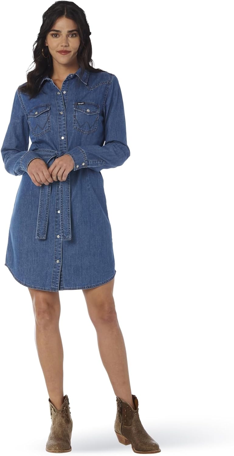 Wrangler Women's Denim Snap Dress for Stylish Comfort and Fit