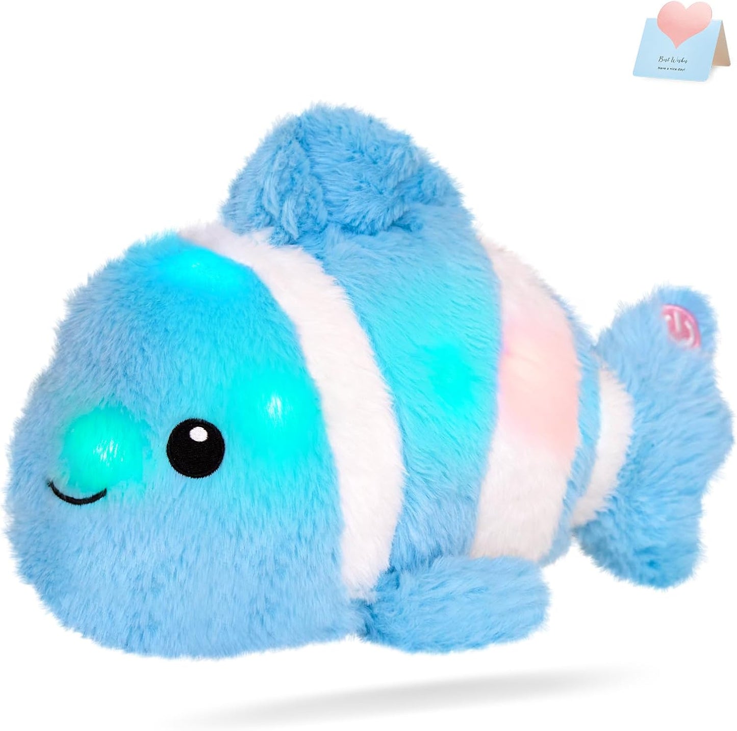 Blue Glow-in-the-Dark Goldfish Plush - Light up Kids' Nights!