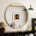 Gold Round Mirror 32 in Circle Wall Mirror - Modern Bathroom Accent