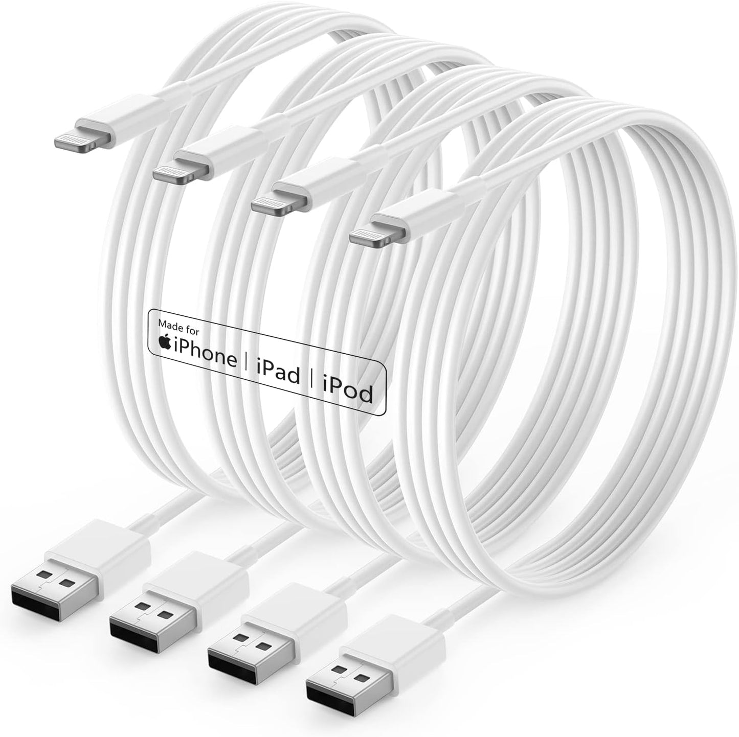 Fast Charge iPhone Cable 3ft 4PK, Apple MFi Certified by Gyusity