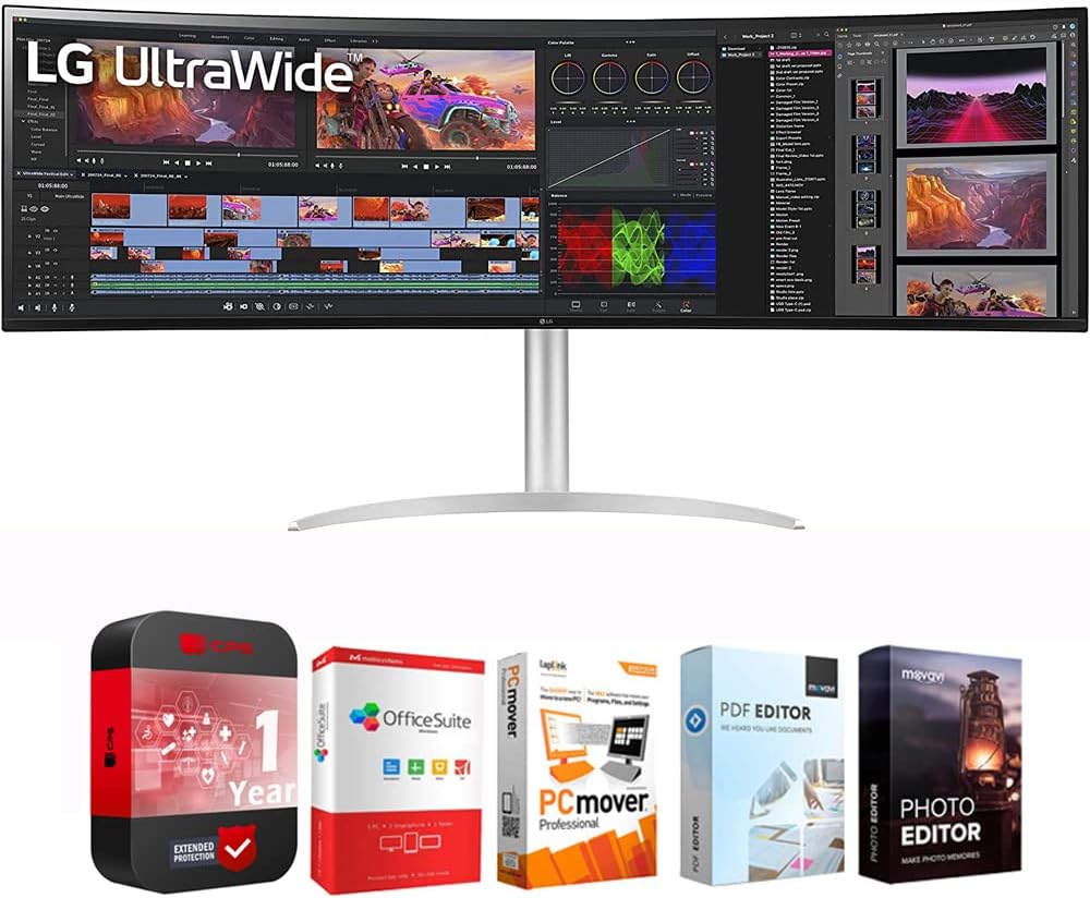 LG 49 UltraWide Dual QHD Curved Monitor + Elite Suite 18 Software