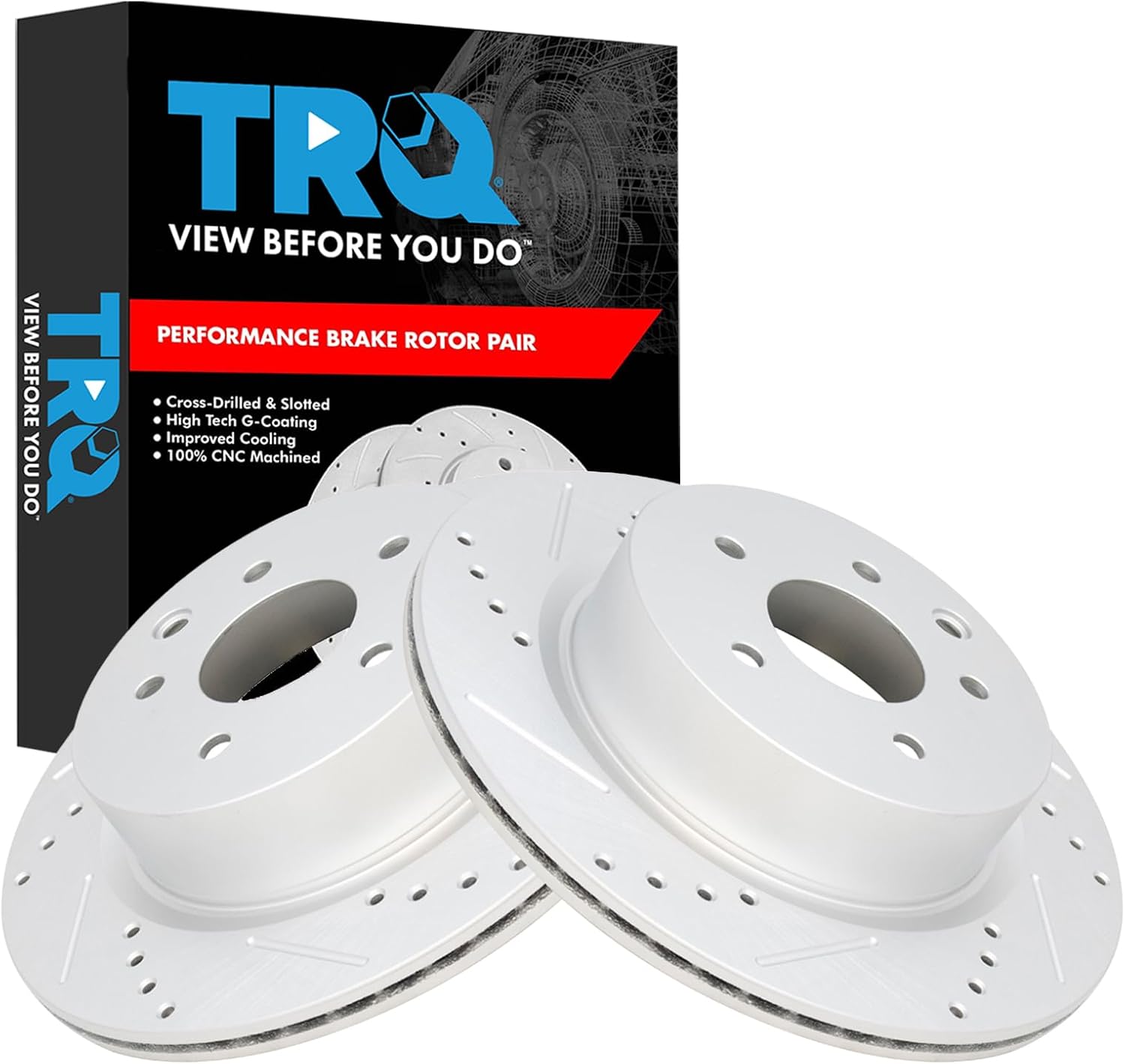 TRQ Rear Performance Brake Rotor Set for 350Z 370Z G35 G37