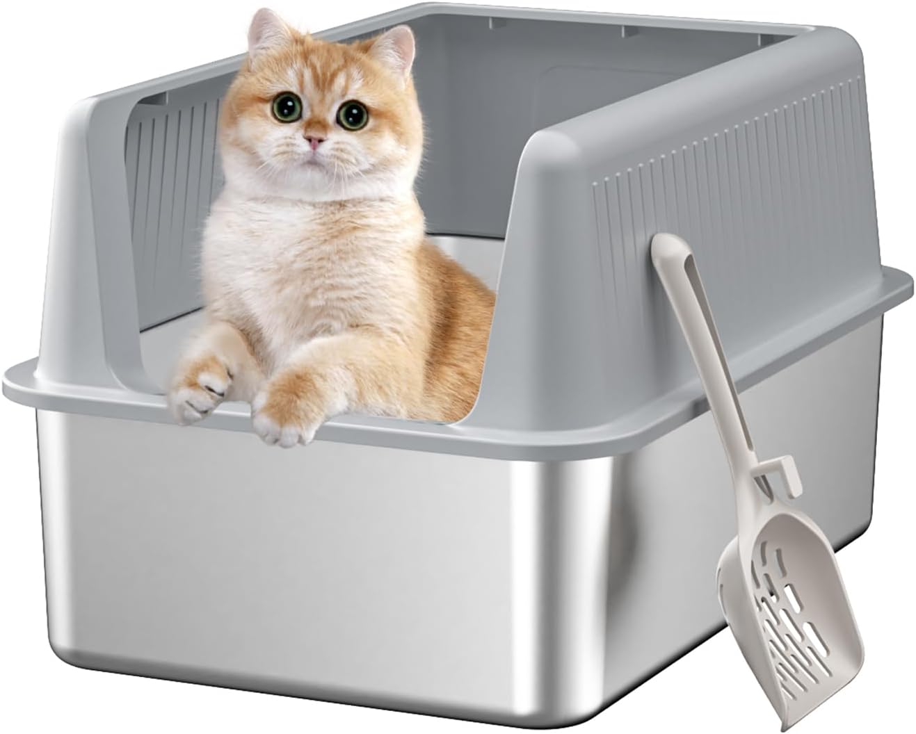Stainless Steel Cat Litter Box with Lid for Easy Cleaning