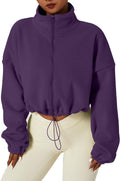 QINSEN Women's Full Zip Fleece Short Jacket - Cozy Cropped Sherpa 95%