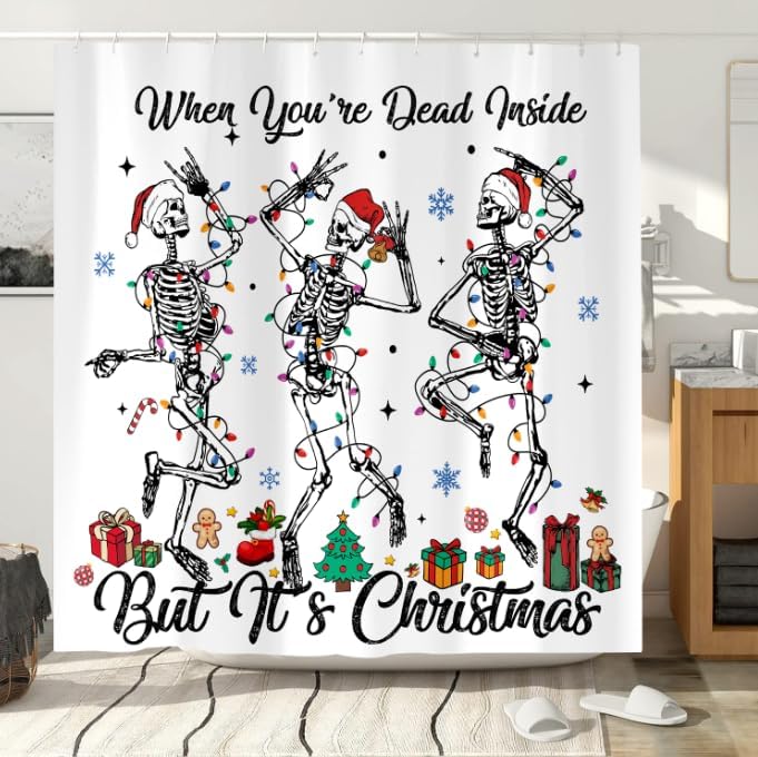 Merry Xmas Funny Skull Shower Curtain