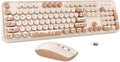 Wireless Keyboard and Mouse Combo with Colorful Round Keycaps - Quiet