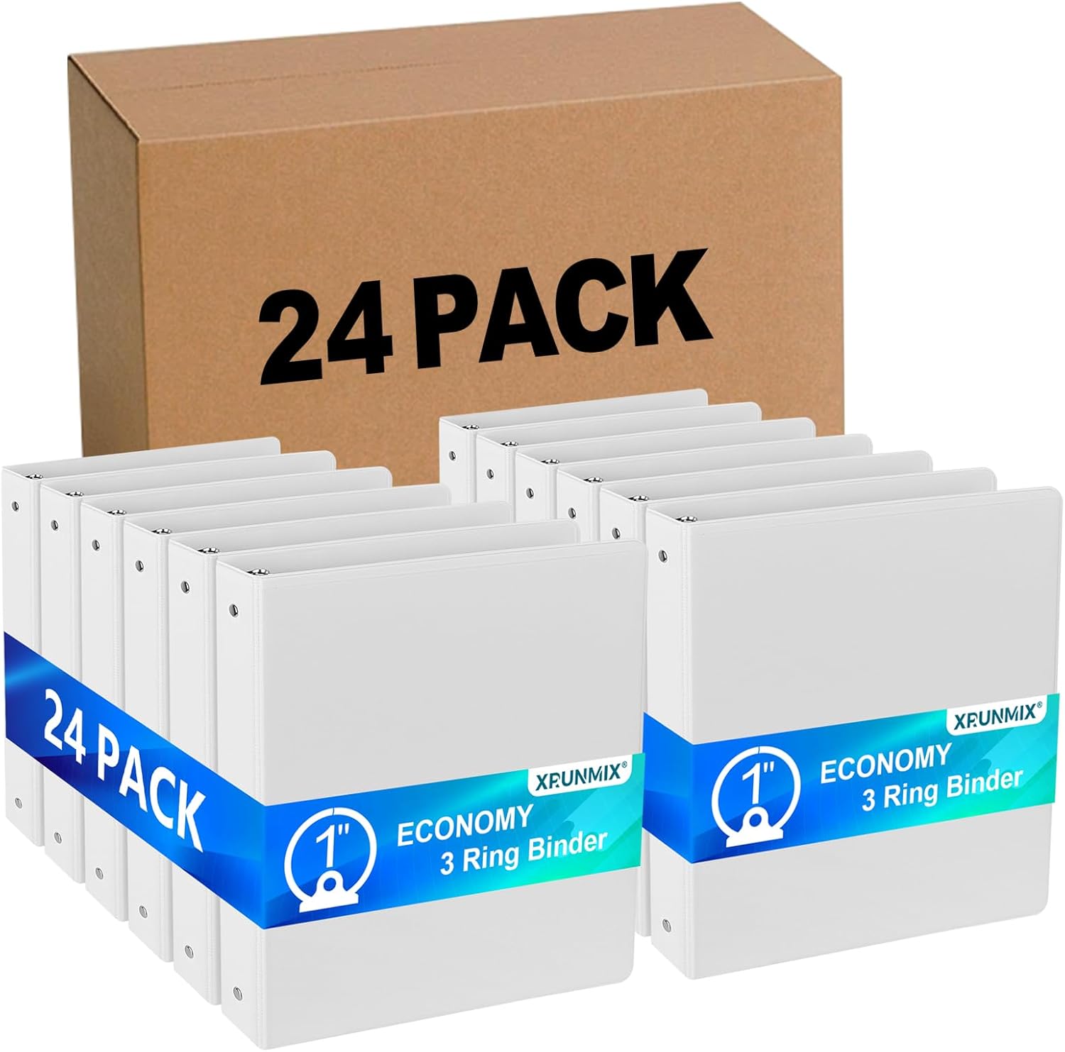 Bulk 24 Pack Economy 3-Ring Binders for School and Office Use