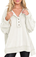 AlvaQ Sweatshirt for Women Oversized Henley Tunic - Cozy Fit