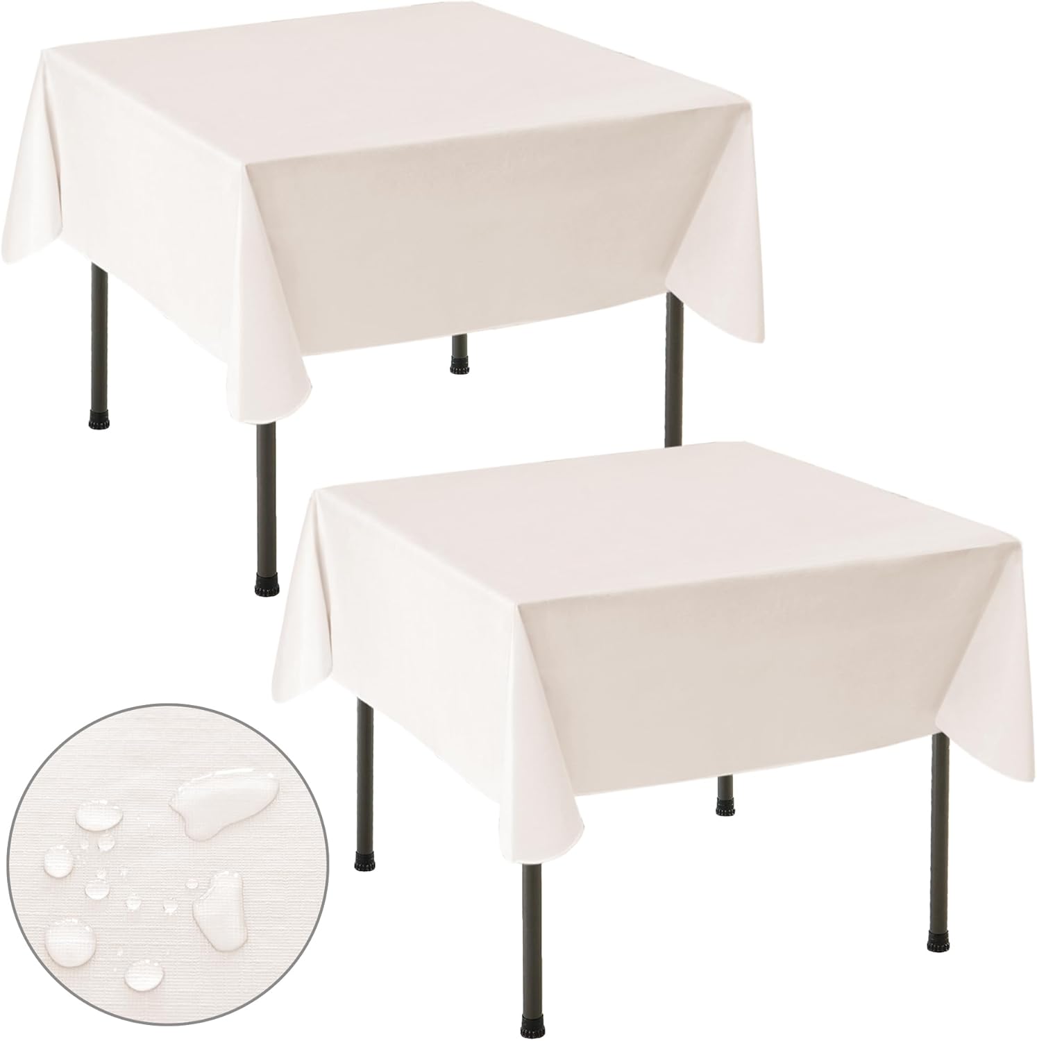 Waterproof 54x54 Vinyl Table Cloth Set - Beige