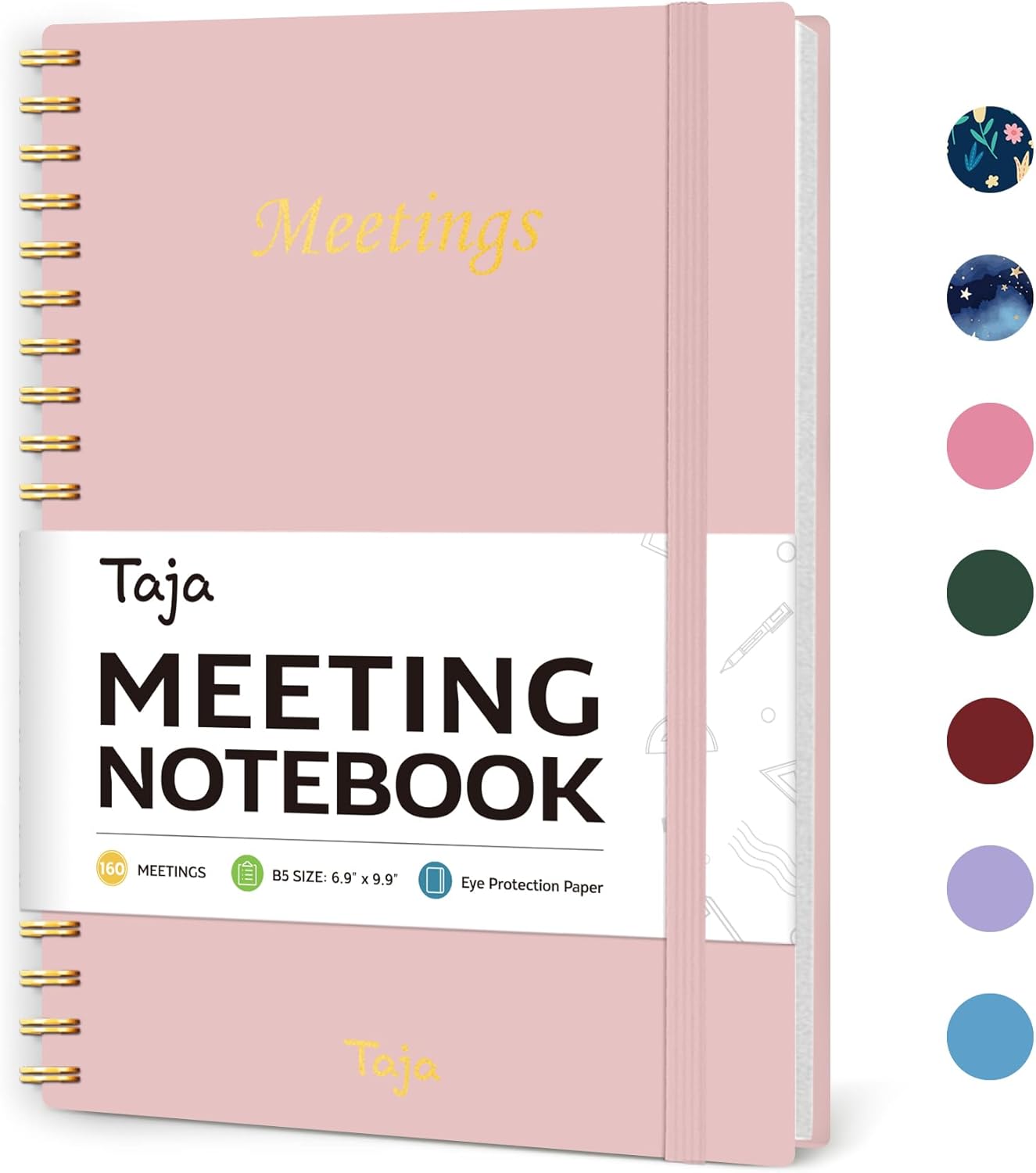 Work Organizer Notebook - Action Items, Agenda Planner, 160 Pages - Pink