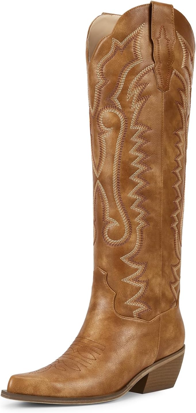 Stylish Cowboy Boots for Women with Floral Embroidery Design