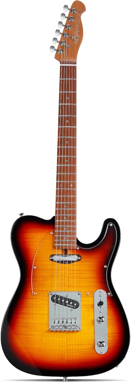 Leo Jaymz TL Electric Guitar with Flame Maple Top for Beginners