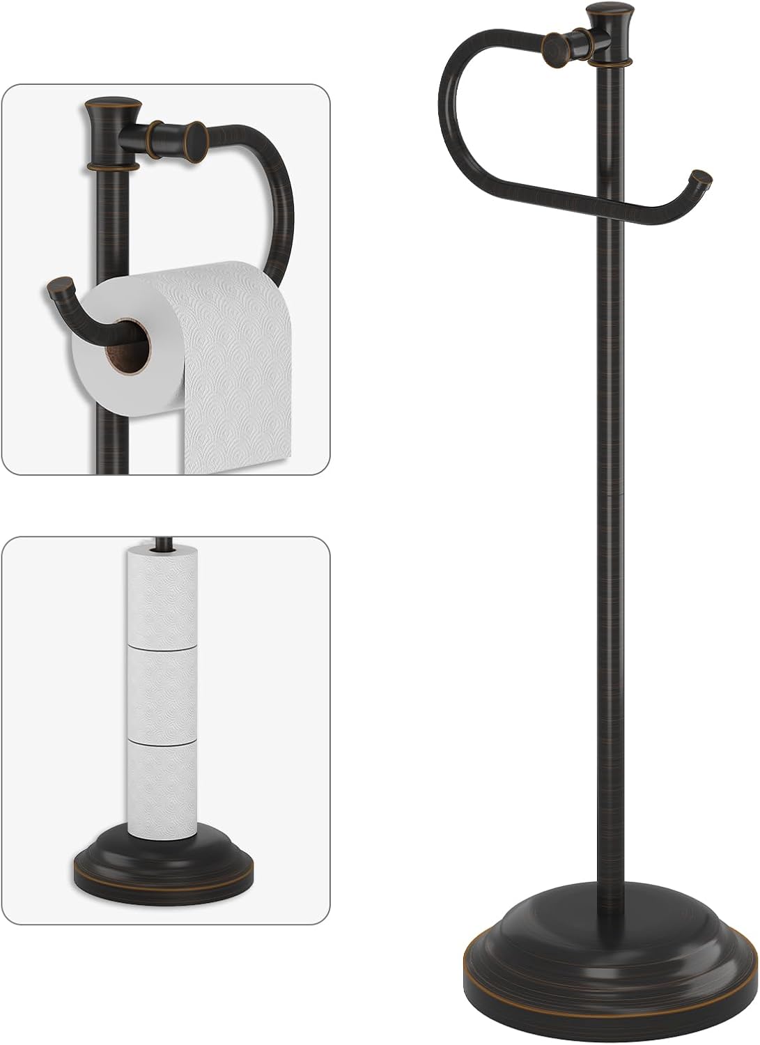 BESy Free Standing Toilet Paper Holder with Storage and Towel Bar