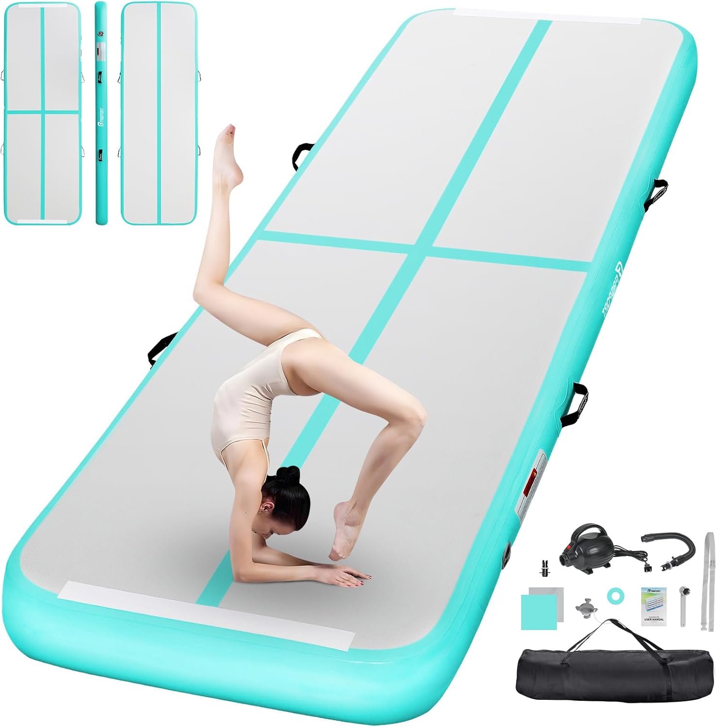 FBSPORT Inflatable Air Gymnastics Mat for Home Training and More