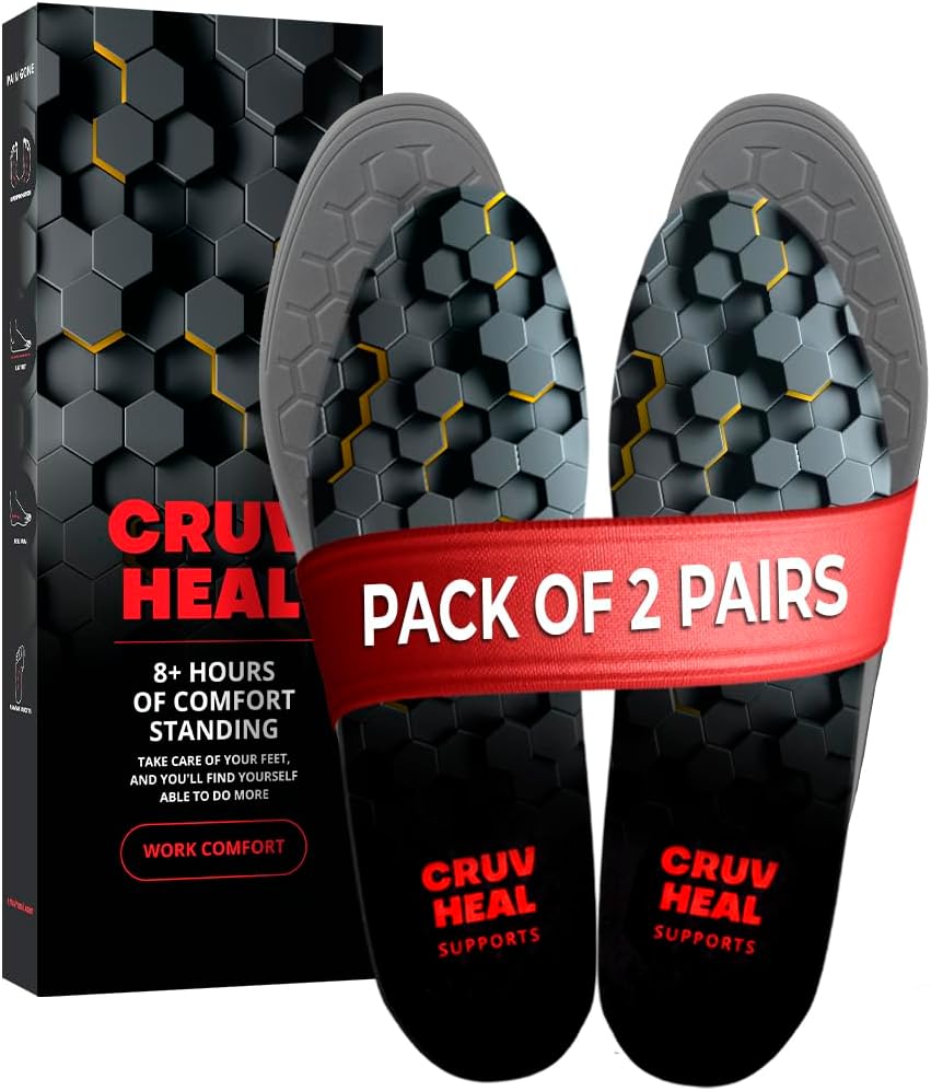 Work Comfort Orthotic Insoles for Men Women - Pain Relief