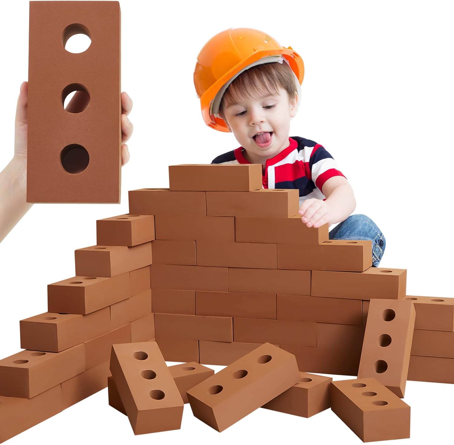 Deekin Foam Brick Building Blocks for Kids - 30 Pcs Set