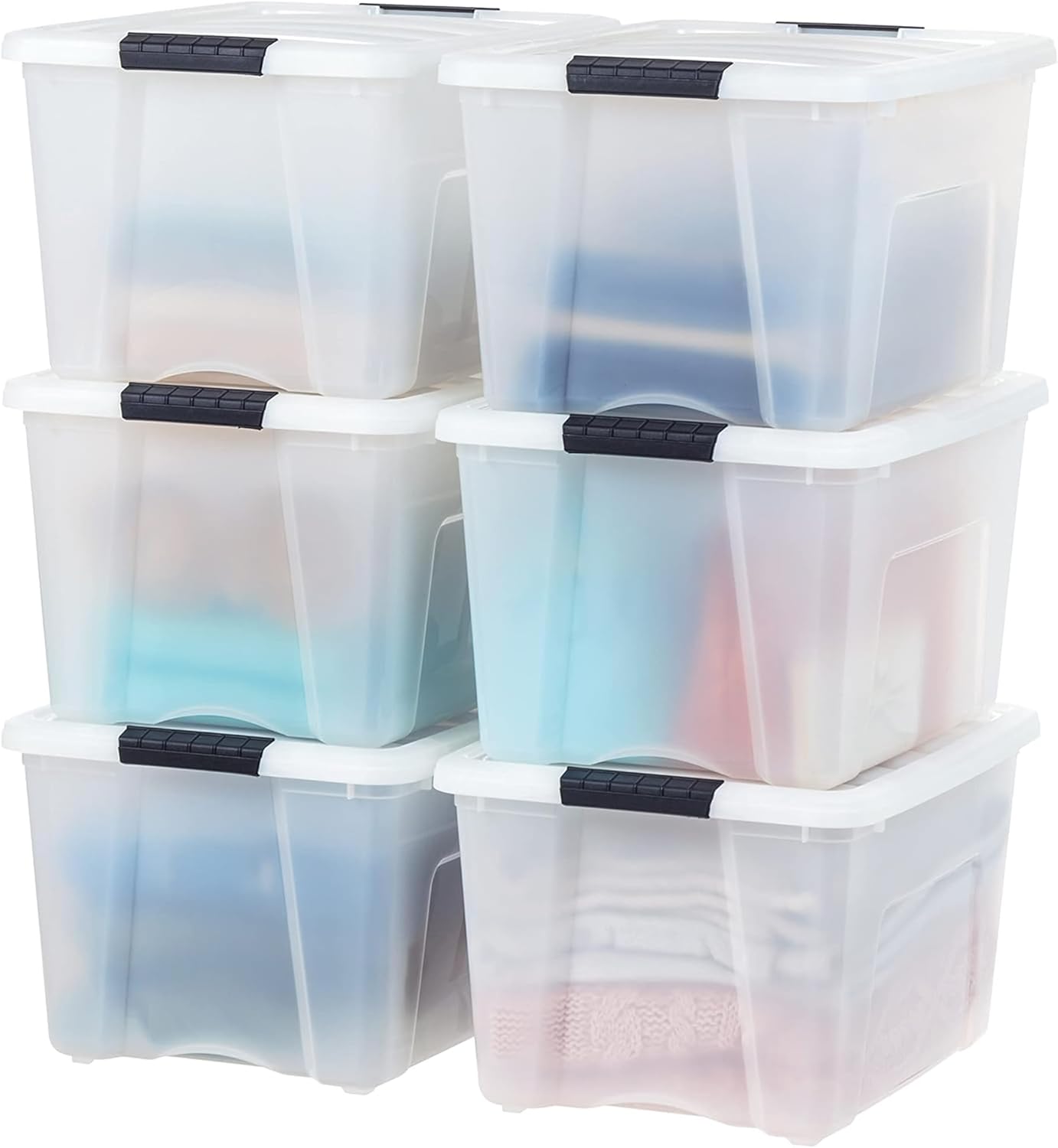 IRIS USA 40 Qt Stackable Plastic Storage Bins - Durable and Stylish