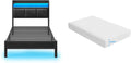 Rolanstar Twin Bed Frame with LED Lights and Gel Mattress - Smart
