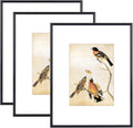 8.5x11 Picture Frame Set of 3 - Black Metal Frames with HD Glass