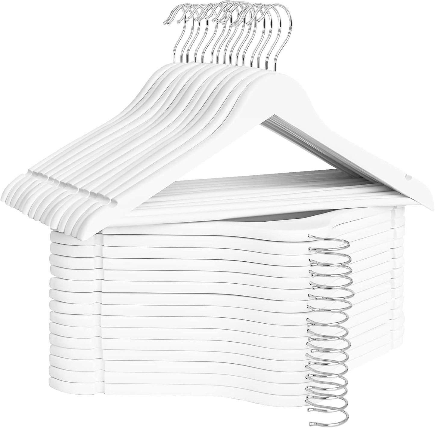 StorageWorks White Wooden Hangers for Coats and Clothes