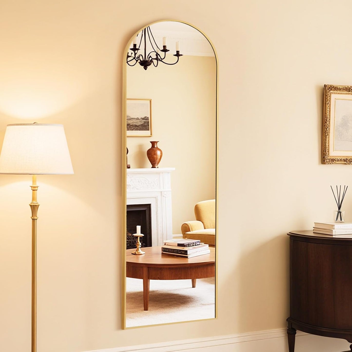 DUMOS Arched Wall-Mounted Full Length Mirror for Bedroom