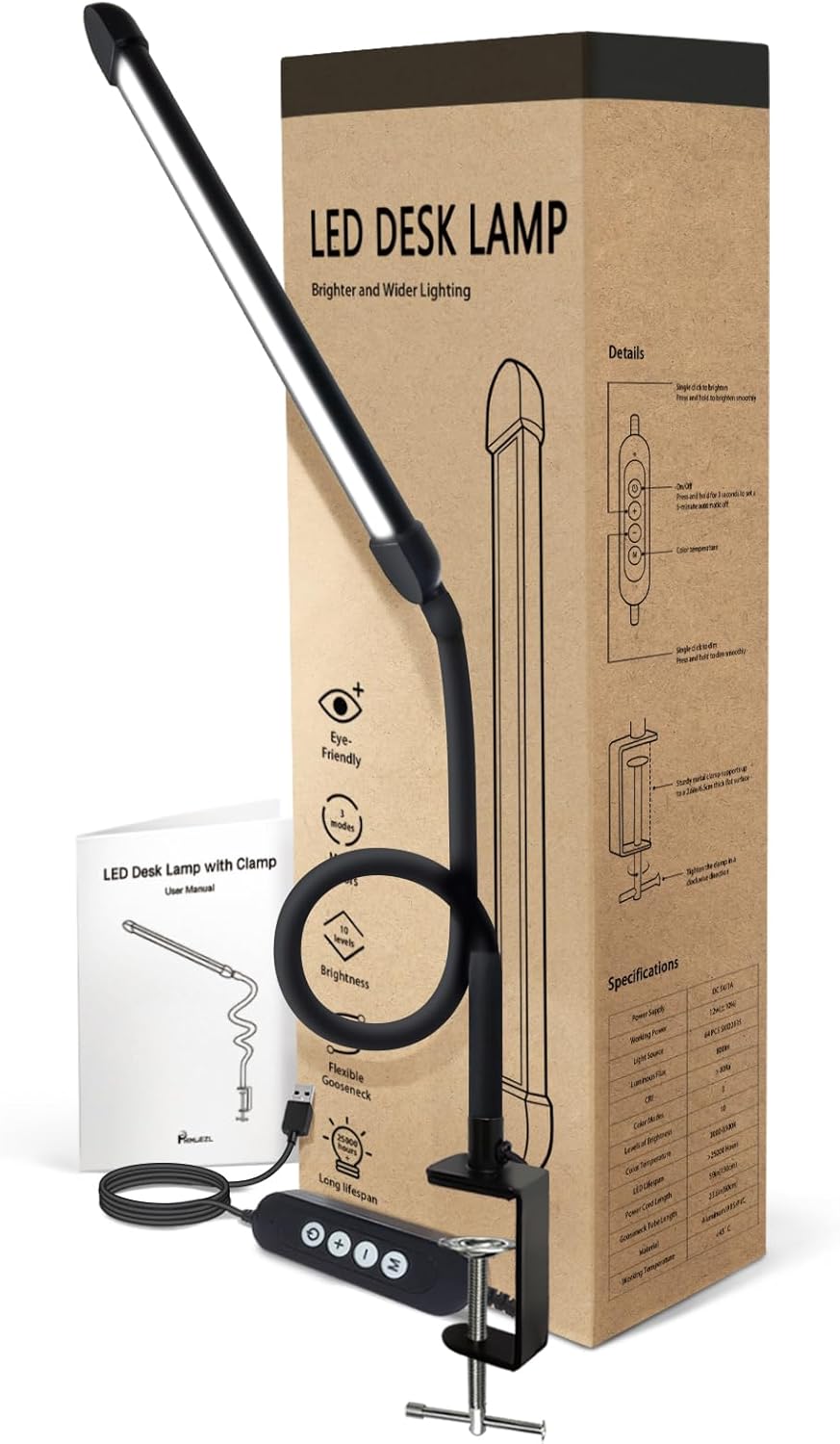 Phimuezl LED Clamp Lamp: 30 Colors, Flexible Gooseneck