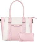 Laptop Tote Bag for Women 15.6 in PU Leather - Pink Work Tote