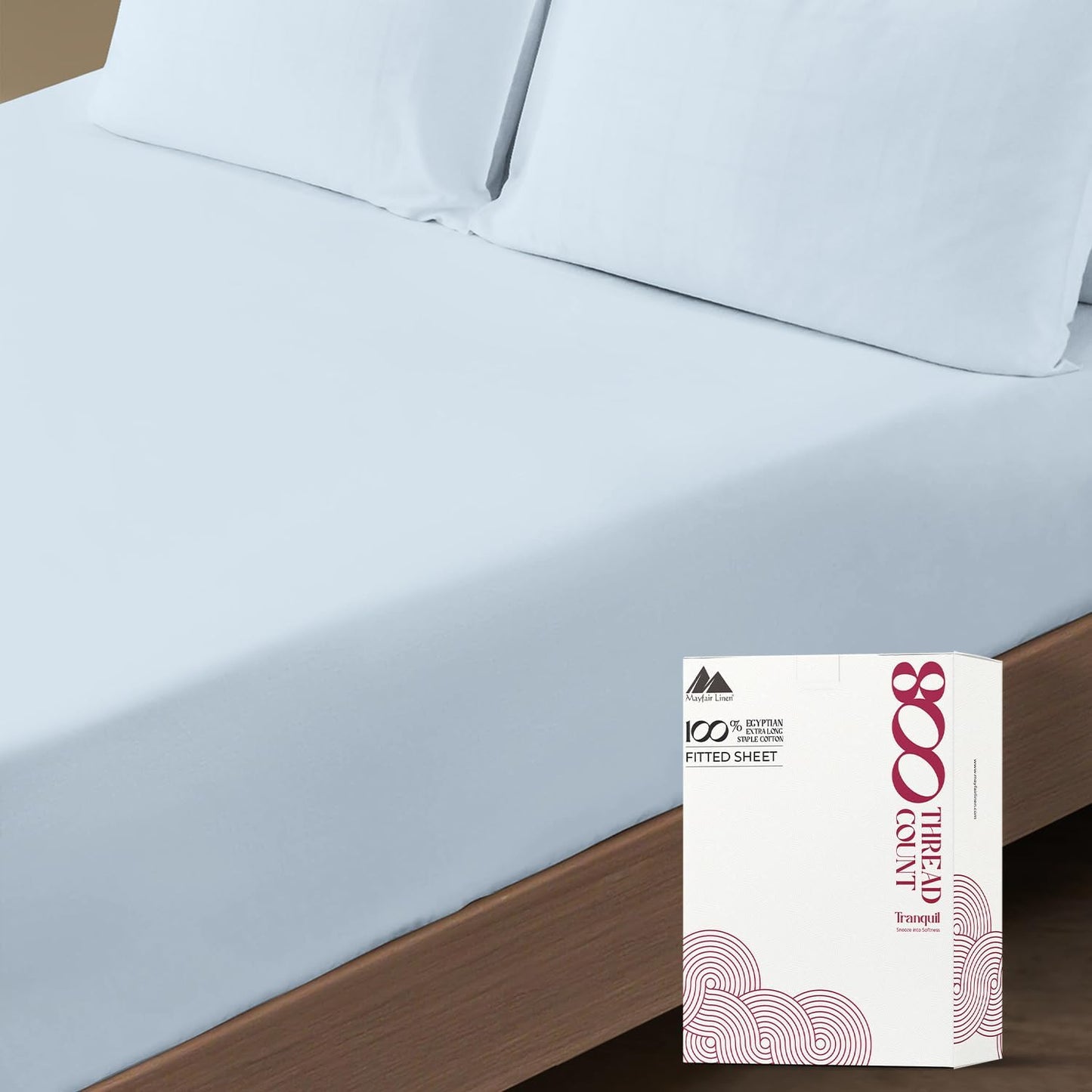 Luxurious 100% Egyptian Cotton Twin XL Fitted Sheet - Light Blue