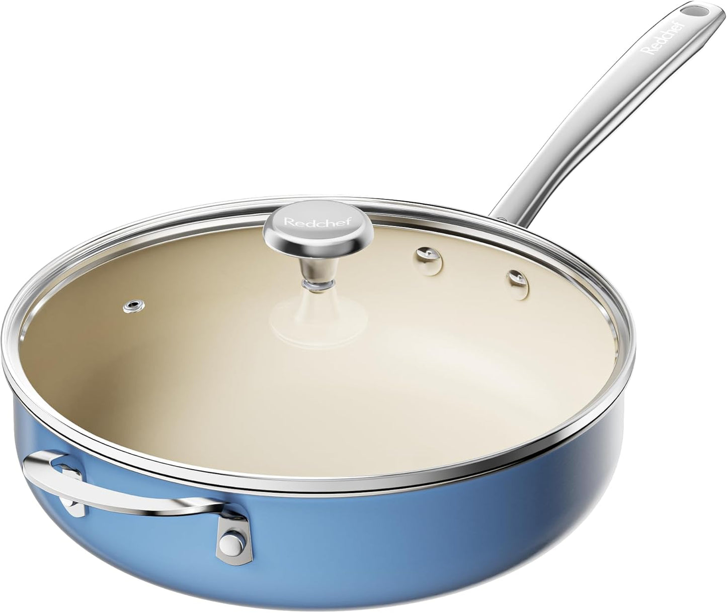 Redchef Ceramic Saute Pan with Lid: 5QT Nonstick Jumbo Cooker