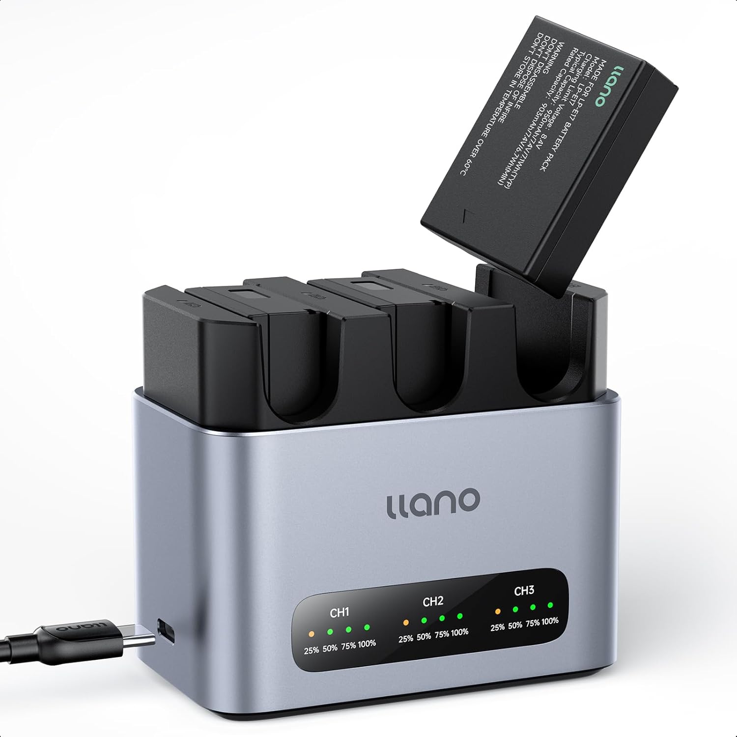 llano 3-Pack LP-E17 Battery & Fast Charger for Canon Cameras