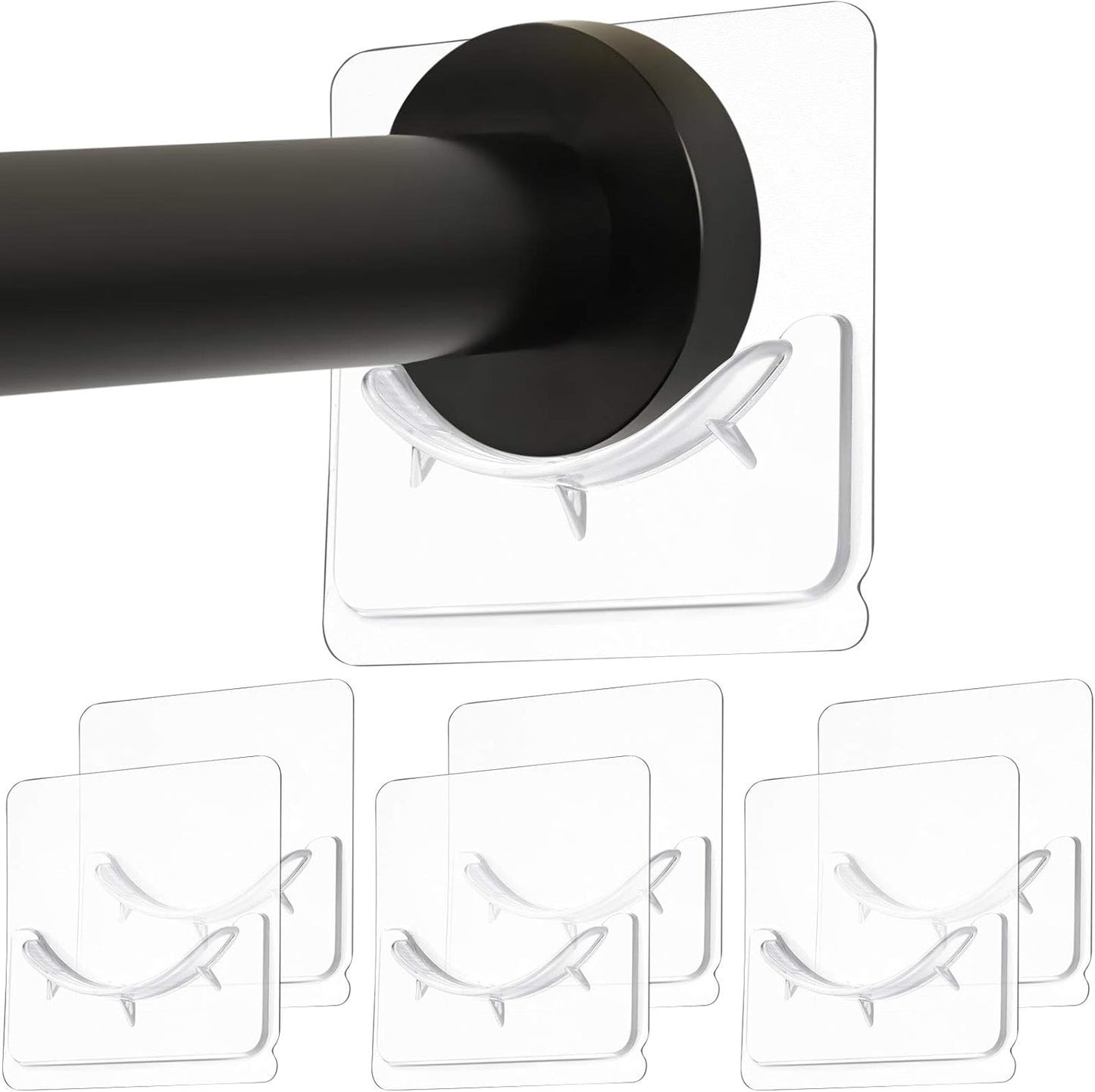 Drill-Free Adhesive Shower Rod Holder Set