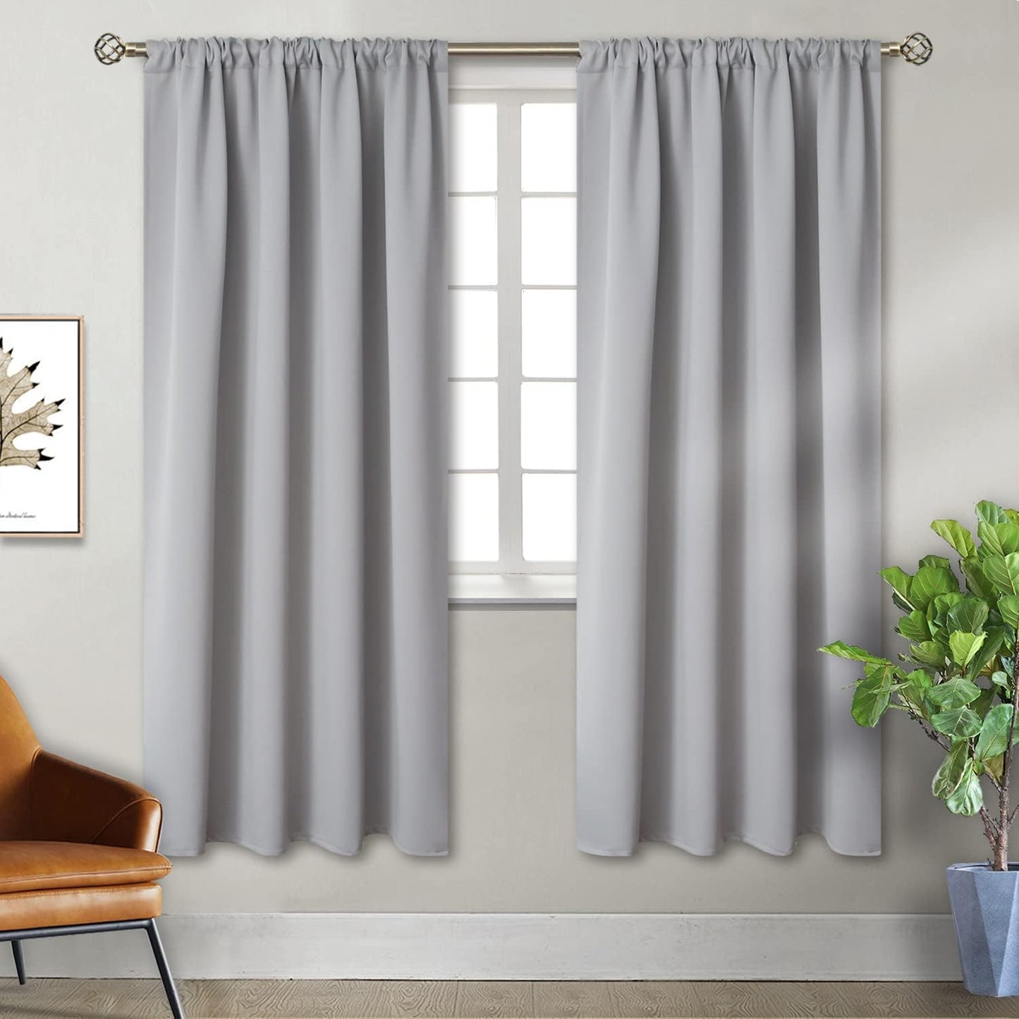 BGment Rod Pocket Blackout Curtains for Bedroom 72 Inches Long