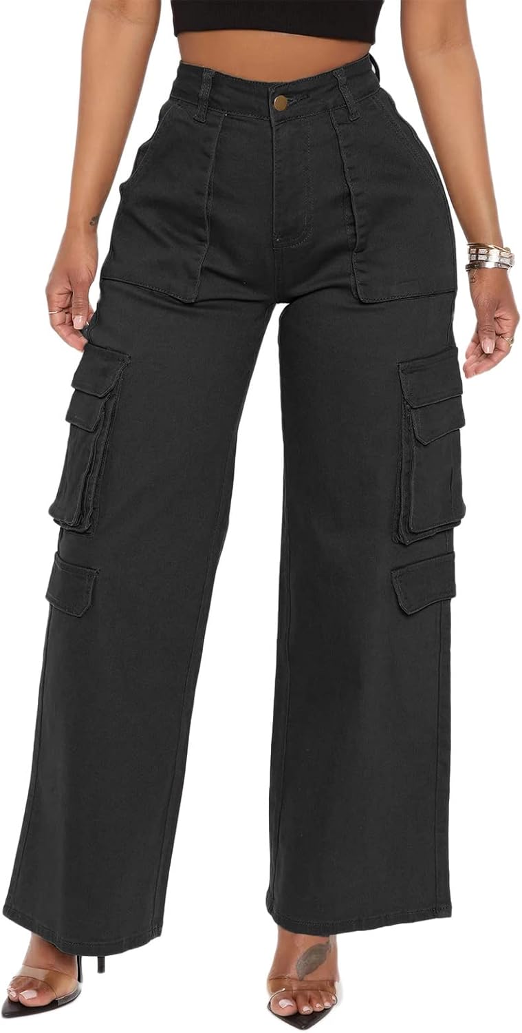 Womens Relaxed Fit High Waist Cargo Pants for All-Day Comfort