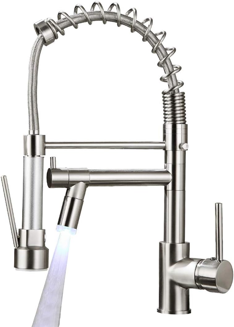 AIMADI Commercial Kitchen Faucet with LED Light and Sprayer