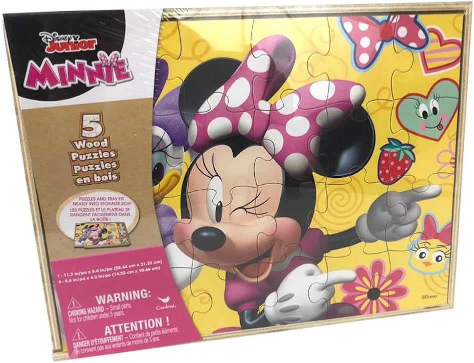 Minnie Mouse 5 Wood Puzzles in Storage Box