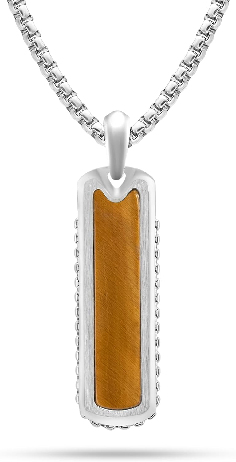 Masterful Tiger Eye Necklace for Men with Stainless Steel Chain