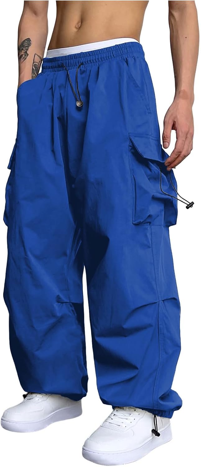 ZAFUL Flat Pocket Parachute Pants for Men Casual Baggy Cargo