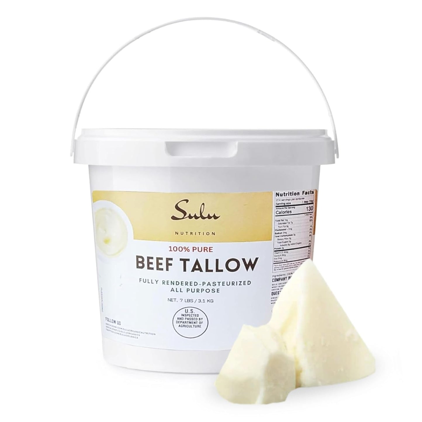 100% Pure Rendered NON GMO Beef Tallow for Cooking & Baking