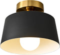 Modern Semi Flush Mount Ceiling Light - Compact Black & Gold 10in