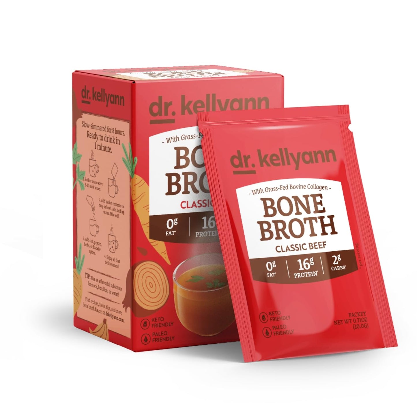 Dr. Kellyann Classic Beef Bone Broth Collagen Powder Packets