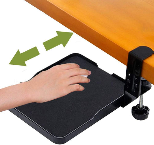 Under Desk Slide Out Mouse Tray Shelf - Black