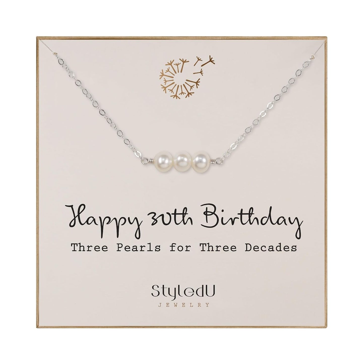 30th Birthday Necklace for Women - Elegant Pearl Bar Jewelry