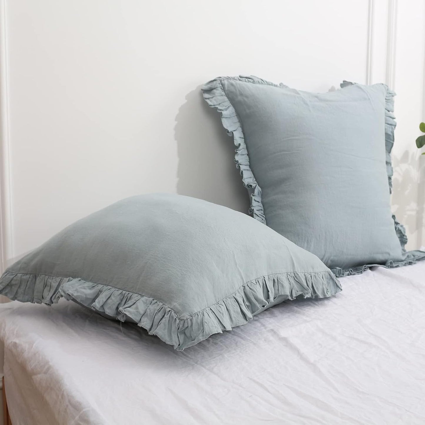 100% Linen Euro Sham Covers with Ruffle for Luxurious Decor