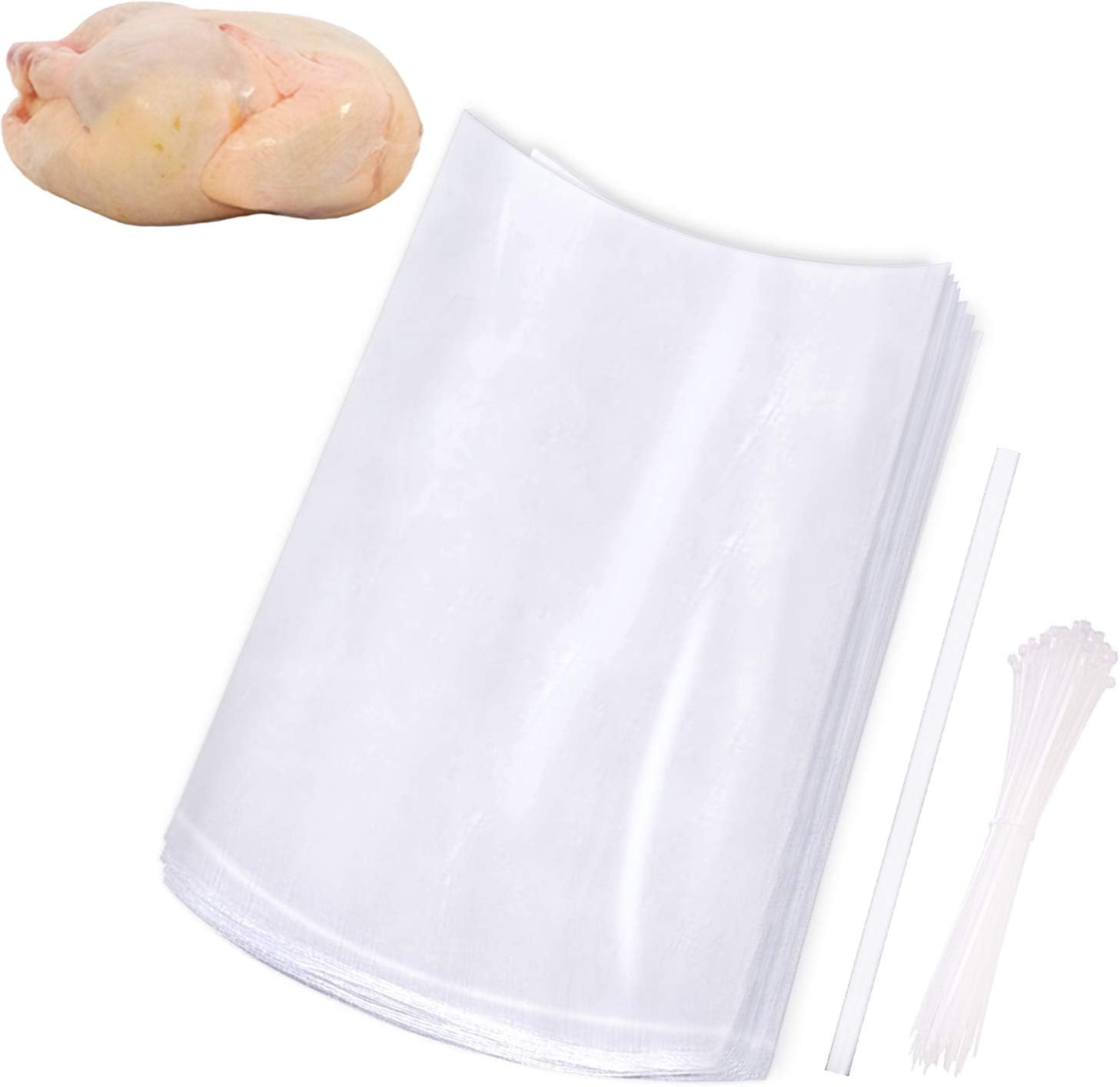 30 Large Clear Turkey Shrink Bags - Heat Shrink Freezer Bags with Zip Ties for Poultry - Morepack