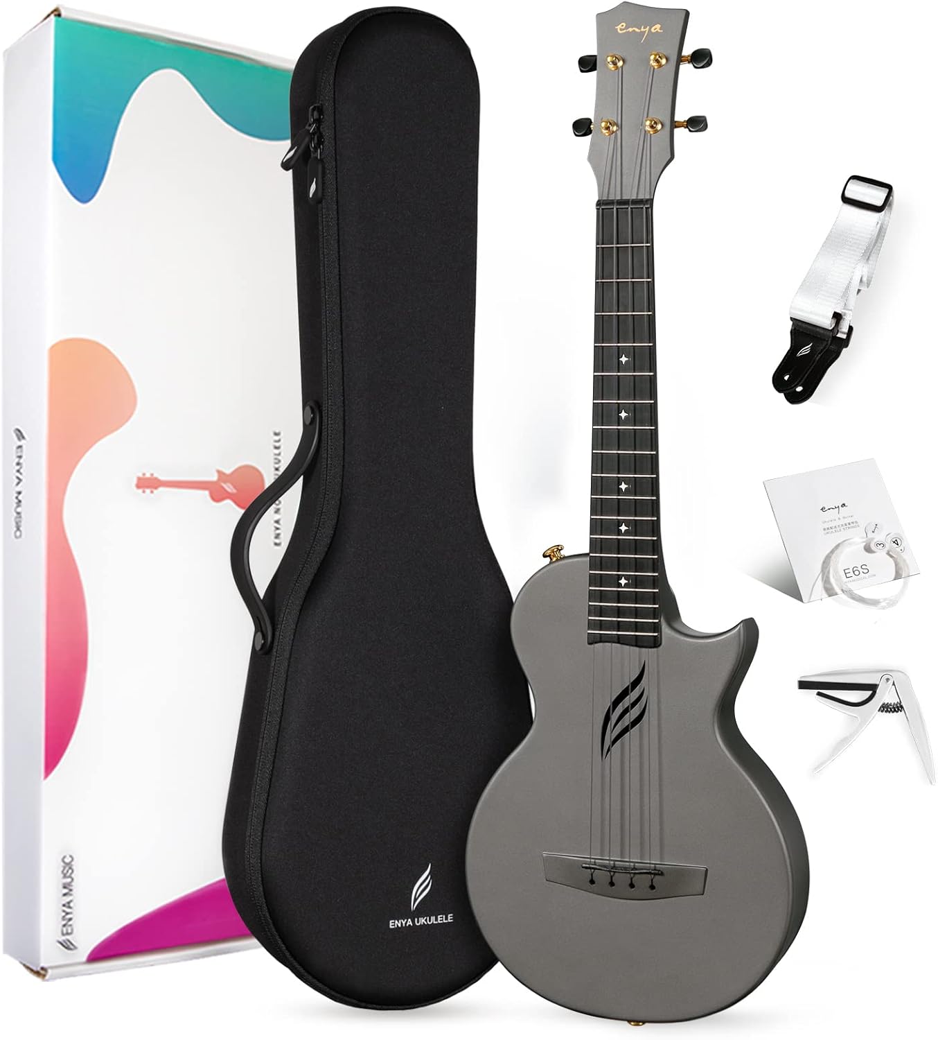 Enya Tenor Ukulele 26 Inch Carbon Fiber Travel Ukelele Kit