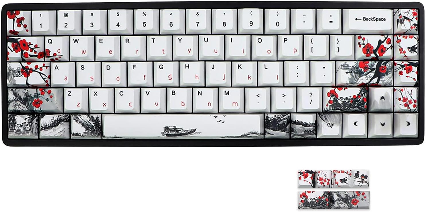 JSJT Plum Blossom Keycaps for Cherry MX Switch Mechanical Keyboards