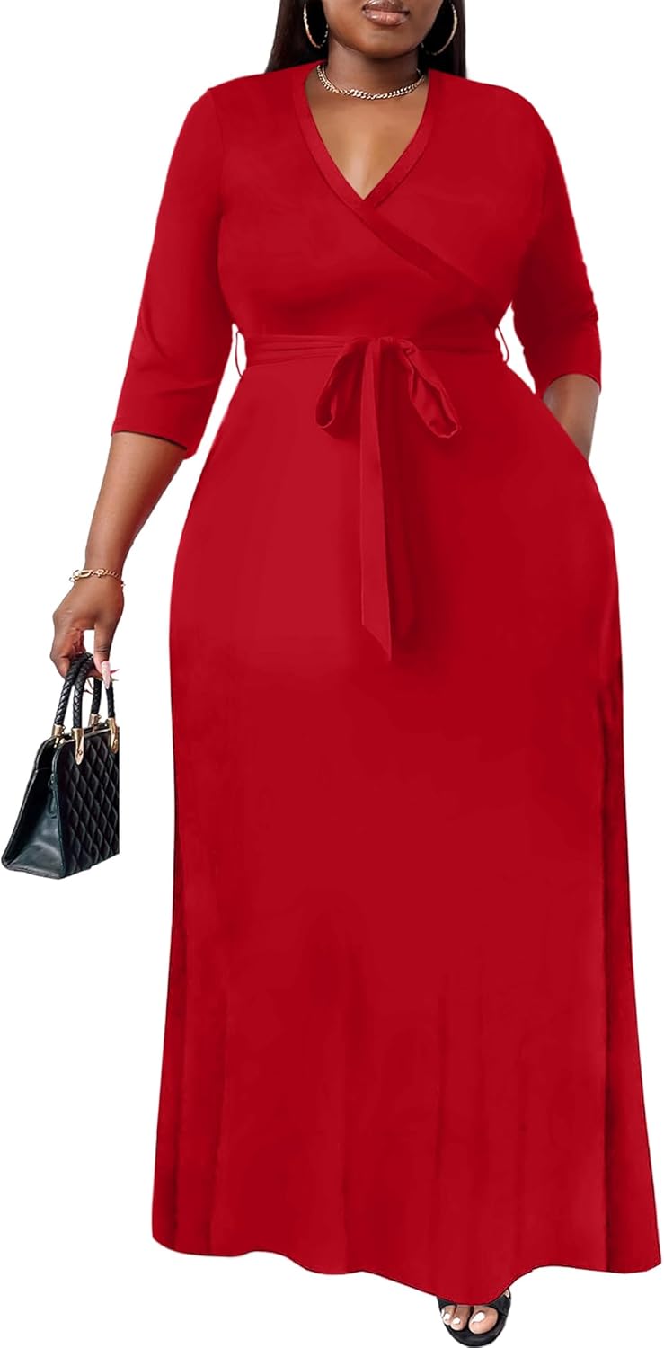 Plus Size Maxi Dress for Women - Floral Flowy Long Dress