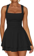Kaximil Women's Square Neck Ruffle Hem Mini Dress (Style VRJB)